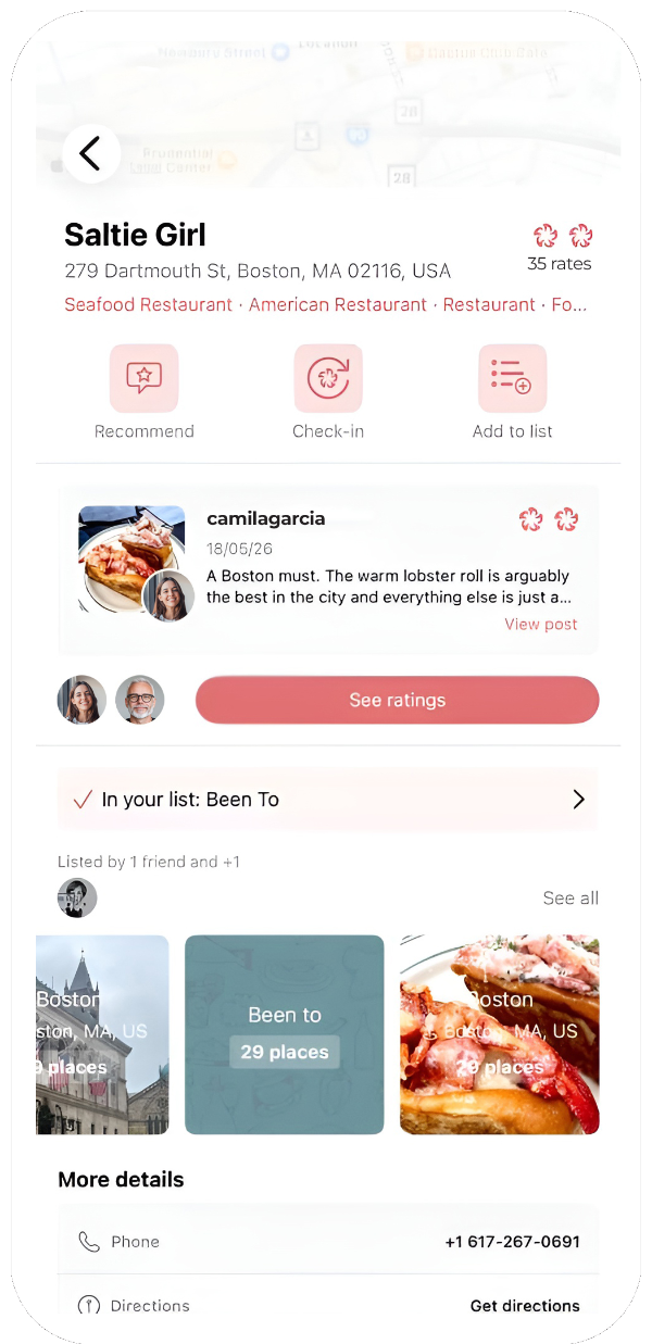 Recommend screen